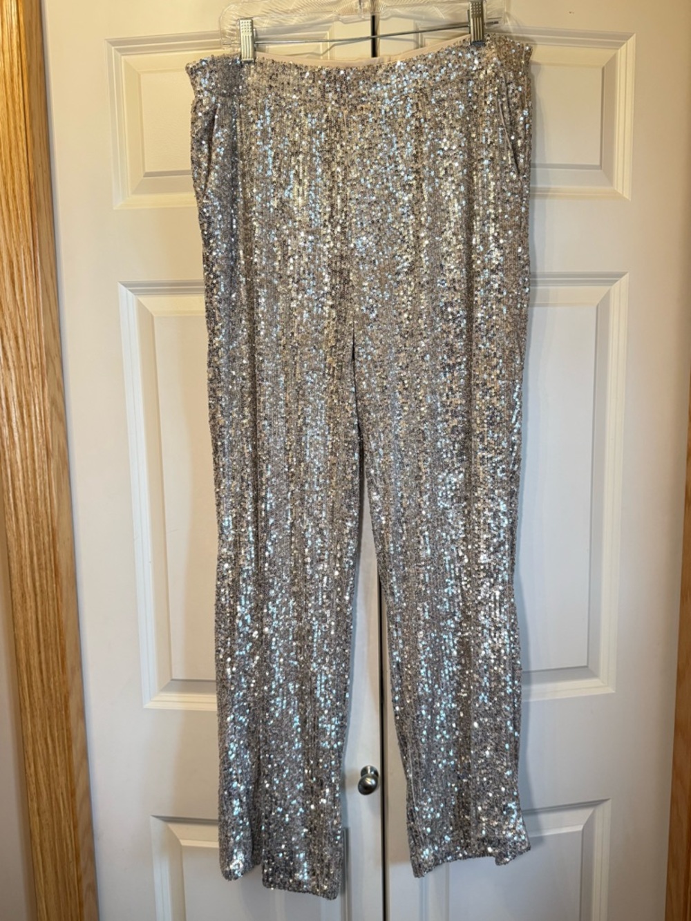 Cable & Gauge Silver Sequin Wide-Leg Pants